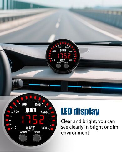 1800 درجة فهرنهايت عادم عادم عادم عادم طقم مع 1/8npt من النوع K EGT Sensor & Bracket LED DIGHT DISTRED DISTRED GASE GAS METER للسيارة والشاحنة 2-1/16 "(52 مم) in Kuwait