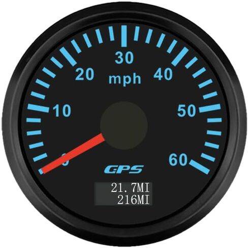 2 "52 مم جرار MPH GPS عداد المقياس المقياس مع 7 الإضاءة الخلفية القابلة للتعديل للقارب ATV شاحنة شاحنة محرك 12V 24V (الأسود والفضي ، 0-30 ميل في الساعة) in Saudi Arabia