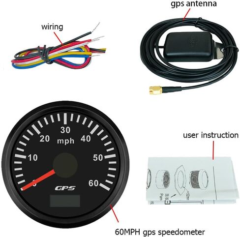 2 "52 مم جرار MPH GPS عداد المقياس المقياس مع 7 الإضاءة الخلفية القابلة للتعديل للقارب ATV شاحنة شاحنة محرك 12V 24V (الأسود والفضي ، 0-30 ميل في الساعة) in Saudi Arabia