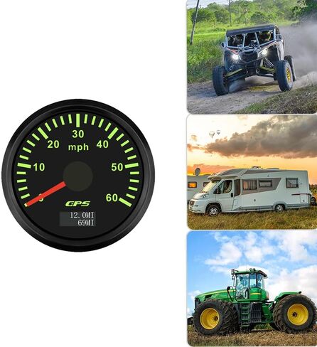 2 "52 مم جرار MPH GPS عداد المقياس المقياس مع 7 الإضاءة الخلفية القابلة للتعديل للقارب ATV شاحنة شاحنة محرك 12V 24V (الأسود والفضي ، 0-30 ميل في الساعة) in Saudi Arabia