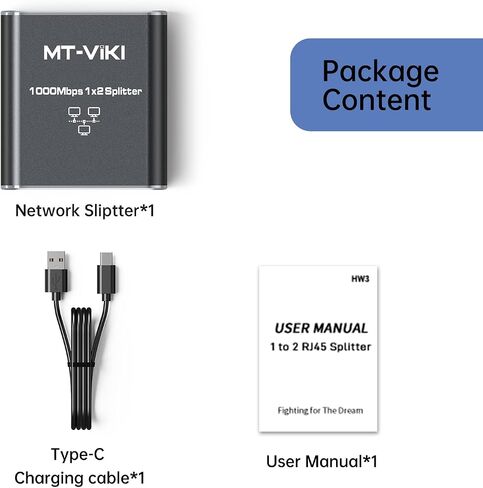 MT-VIKI Ethernet Splitter 1 to 2 High Speed 1000Mbps, Gigabit Dual RJ45 Splitter Adapter for Cat5/5e/6/7/8 Cable [2 Devices Simultaneously Networking] in Saudi Arabia