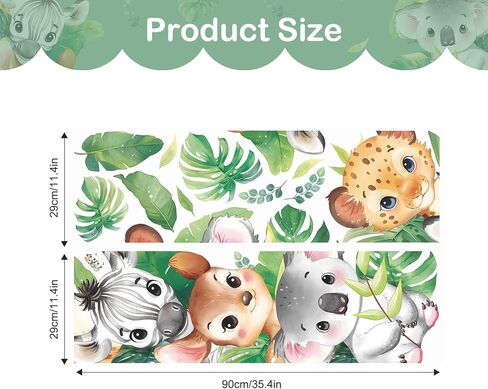 Tanlaby Jungle Animals Wall Stickers Cartoon Safari Animal Wall Decals Fox Bear Lion Monkey Tropical Leaves Art Decor for Baby Nursery Kids Playroom Bedroom in Kuwait