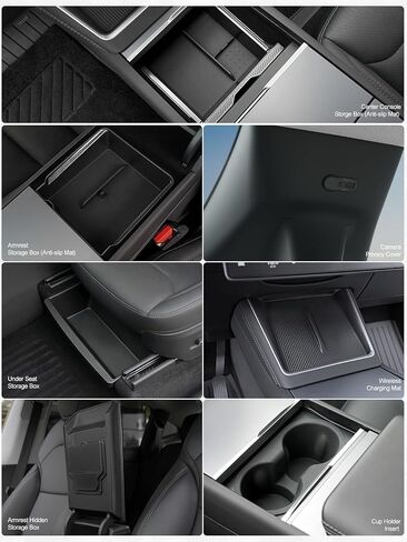 10pcs Center Center Console Tracher For 2025 2026 Tesla Model y Juniper Excessories ، Under Arms Storage Ridden Storage Box Holder Charger Pad for Tesla Model y Juniper in Saudi Arabia
