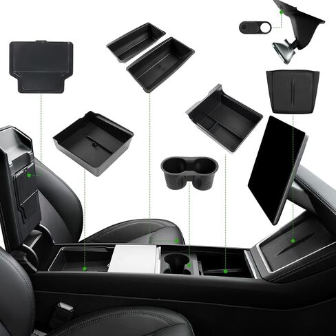 10pcs Center Center Console Tracher For 2025 2026 Tesla Model y Juniper Excessories ، Under Arms Storage Ridden Storage Box Holder Charger Pad for Tesla Model y Juniper in Saudi Arabia
