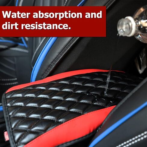 Car Center Console Cushion Pad, Universal Leather Waterproof Armrest Seat Box Cover Protector,Comfortable Car Decor Accessories Fit for Most Cars, Vehicles, SUVs (Red) in Kuwait