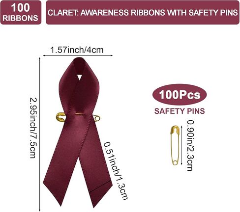 CRAFFANCY 100Pcs Periwinkle Ribbon Awareness Satin Pins Eating Disorders Awareness Esophageal Cancer Ribbon Pin Light Purple Brooch with Safety Pin in Saudi Arabia