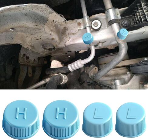 4pcs Car A/C Valve Core Cours ، أغطية صمام مكيف الهواء ، Calproof R134a AC System Cap ، استبدال غطاء الضغط العالي والانخفاض في الغبار ، ملحقات السيارة المهنية الشاملة (4pcs) in Kuwait