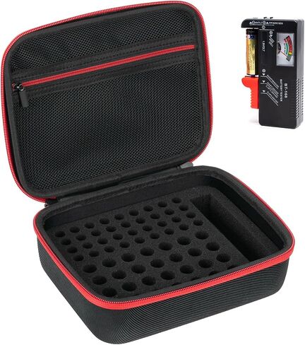 Clear Battery Organizer Storage Case, Hardshell Portable Battery Storage Organizer Box Holds 200+ Batteries AA AAA AAAA C D 9V, Includes Battery Tester, Battery Holder for Garage Organization in Saudi Arabia