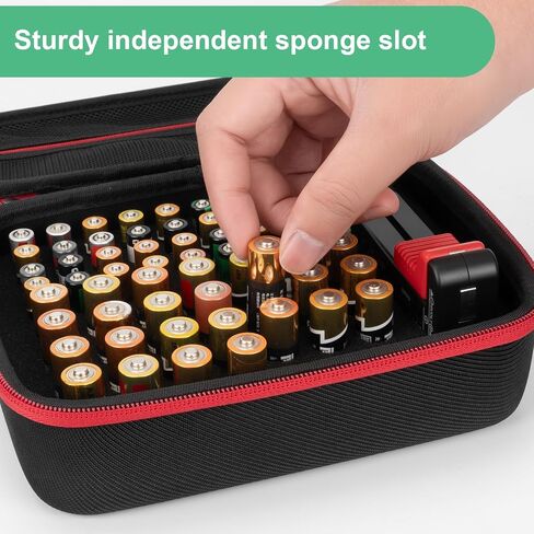 Clear Battery Organizer Storage Case, Hardshell Portable Battery Storage Organizer Box Holds 200+ Batteries AA AAA AAAA C D 9V, Includes Battery Tester, Battery Holder for Garage Organization in Saudi Arabia