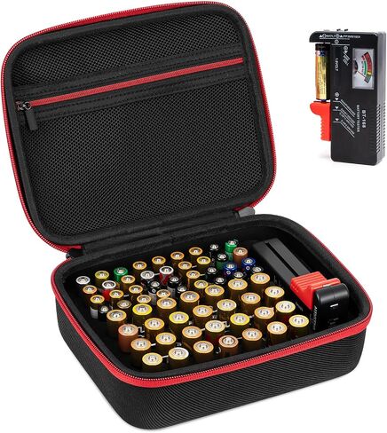 Clear Battery Organizer Storage Case, Hardshell Portable Battery Storage Organizer Box Holds 200+ Batteries AA AAA AAAA C D 9V, Includes Battery Tester, Battery Holder for Garage Organization in Saudi Arabia