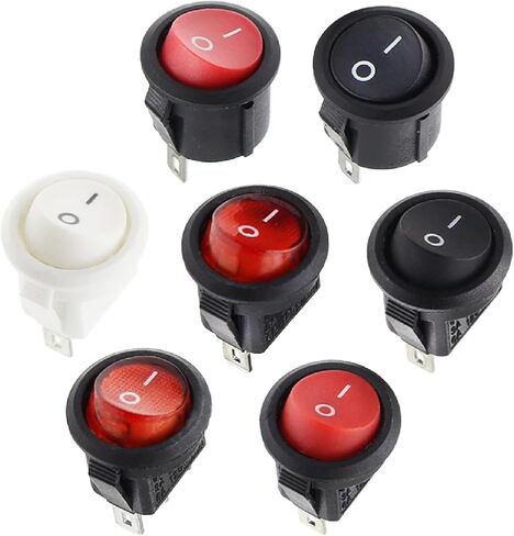 مفتاح Round Rocker ، 15 مم تشغيل/إيقاف ، 2 دبوس DC/AC 3A 250V ، الأسود والأحمر ، 10 حزمة ، لتطبيقات معلومات السيارات والتطبيقات البحرية (2Pin On-Off-Off) in Kuwait