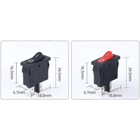 KCD1-110 Black Rocker Switch, 2-Pin SPST, Super Thin Profile, 10x22mm, 5 Pack, Power Control for Small Instruments in Kuwait