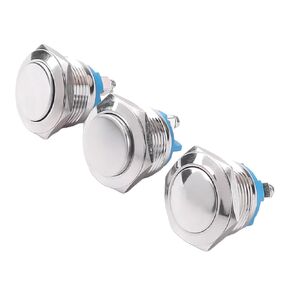 مفتاح زر الضغط المعدني ، 16-22 مم ، لحظة مقاومة للماء 1NO ، رأس مرتفع/مسطح/الكرة ، برغي/لحام (قدم لحام الرأس المسطح 19 ملم) in Kuwait