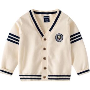 Boys Cardigan Sweater Button Up V Neck Knit Outerwear Long Sleeve Coat Embroidered Casual Jacket in Saudi Arabia