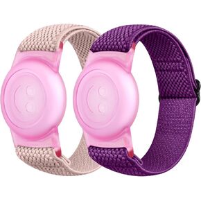 نطاقات نايلون مرنة لـ Apple Airtag for Kids ، 2 حزمة نايلون ساعات ساعة متوافقة مع Airtag ، معصم مضاد لمكافحة لشيخ الأطفال الصغار in Kuwait