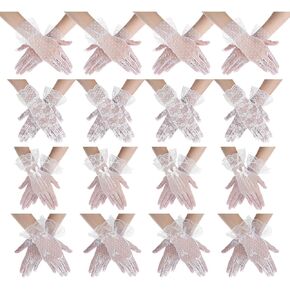 16 Pairs of Women Lace Gloves Tea Party Elegant Short Gloves for Vintage Ladies Wedding Wrist in Kuwait