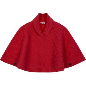 الكابل المتماسك بونشو للبنات ، الأطفال شال شال سترة كيب العطلة الماس ، عباءة فحص الماس مع أزرار لمدة 5-12 سنة in Kuwait