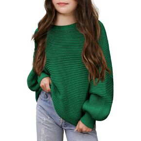 Haloumoning Girls Sweaters Long Sleeve Crewneck Pullover Jumper Cute Winter Knit Blouse Tops 7-14 Years in Kuwait