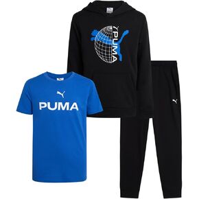 PUMA Boys Sweatpants Set - 3 Piece Fleece Pullover Hoodie Boys TShirt and Jogger Pants Youth Kids Activewear Set (8-16) in Kuwait