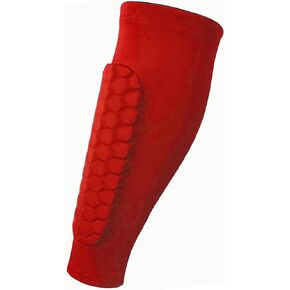 Leg Sleeves and Shin Guards for Soccer with Calf Support for Athletes - Compression Sleeves with Honeycomb Protection- red L in Saudi Arabia