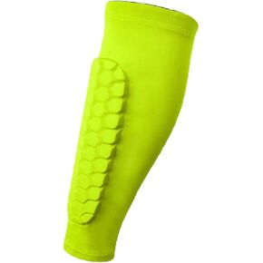 أكمام الساق وحراس الساق لكرة القدم مع دعم العجل للرياضيين - أكمام ضغط مع حماية قرص العسل - أصفر الفلورسنت م in Kuwait