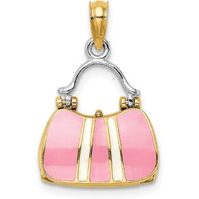 14K الذهب الأصفر 3D أسود أسود مقبض حقيبة يد مع شريط متحرك شريط in Kuwait