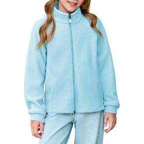 Haloumoning Girls Polar Fleece Jacket Kids Full Zip Lightweight Fall Winter Coat Outerwear with Pockets 5-14 Years in Kuwait