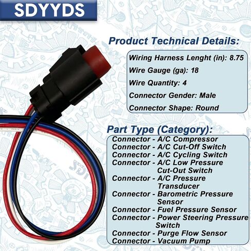 موصل مفتاح الضغط على ركوب الدراجات A/C متوافق مع Ford/Lincoln/Mercury-1P1401 Pigtly Harness ، Fits S-805 ، HP4365 ، WPT169 ، 645-740،1u2z1411aea ، 3U2Z1411eza ， f3lz14489aa in Saudi Arabia