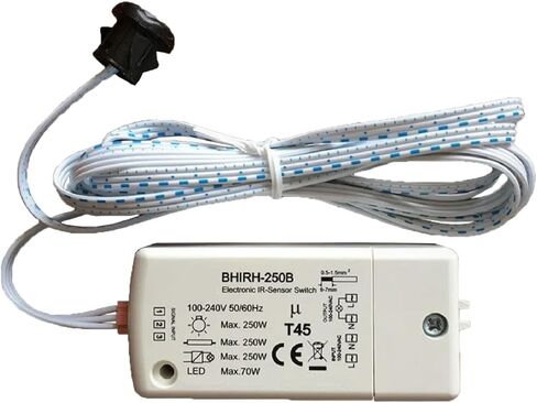 Electronic IR Motion Sensor Switch, 100-240V, 250W Max, LED Compatible 70W, 5-10CM Range (BHIRH250B Open Close) in Saudi Arabia