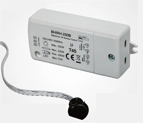 Electronic IR Motion Sensor Switch, 100-240V, 250W Max, LED Compatible 70W, 5-10CM Range (BHIRH250B Open Close) in Saudi Arabia
