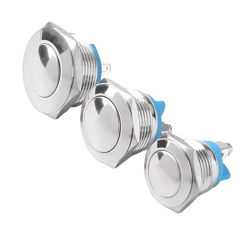 مفتاح زر الضغط المعدني ، 16-22 مم ، لحظة مقاومة للماء 1NO ، رأس مرتفع/مسطح/الكرة ، برغي/لحام (قدم لحام الرأس المسطح 19 ملم) in Kuwait