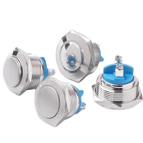 مفتاح زر الضغط المعدني ، 16-22 مم ، لحظة مقاومة للماء 1NO ، رأس مرتفع/مسطح/الكرة ، برغي/لحام (قدم لحام الرأس المسطح 19 ملم) in Kuwait