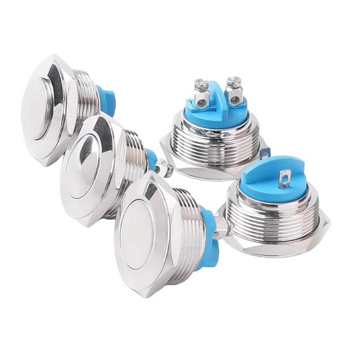 مفتاح زر الضغط المعدني ، 16-22 مم ، لحظة مقاومة للماء 1NO ، رأس مرتفع/مسطح/الكرة ، برغي/لحام (قدم لحام الرأس المسطح 19 ملم) in Kuwait