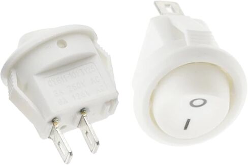 Round Rocker Switch ، 15 مم 2 دبوس تشغيل/إيقاف ، 3A/250V AC DC ، 10 حزمة ، أسود/أحمر/أبيض (2PIN ON-OFF BLACK) in Saudi Arabia