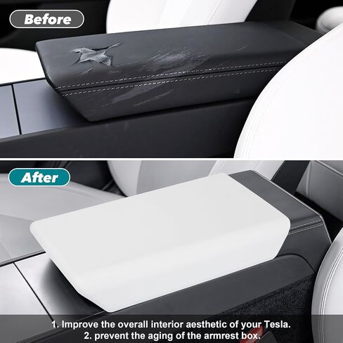 frani Center Console Armrest Cover Designed for Tesla Model 3 Highland 2024-2026 and Model Y Juniper 2026 Refresh,Non-Slip Designed with EZ Snap On Install-White in Kuwait