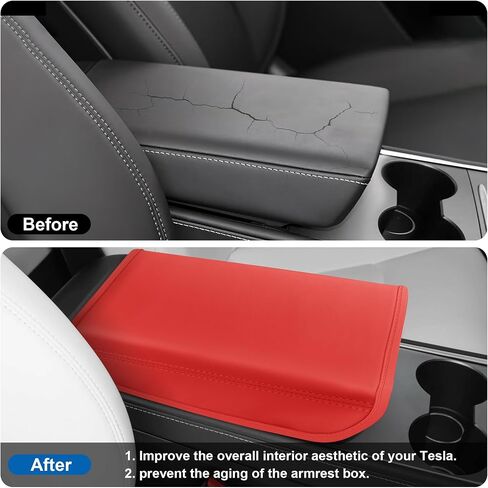 frani Center Console Armrest Cover Designed for Tesla Model 3 Highland 2024-2026 and Model Y Juniper 2026 Refresh,Non-Slip Designed with EZ Snap On Install-White in Kuwait