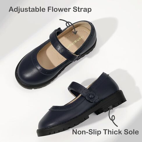 Hehainom Girls Mary Jane Dress Shoes School Uniform Shoes Flower Toddler Little Round Round Toe Flatt in Saudi Arabia