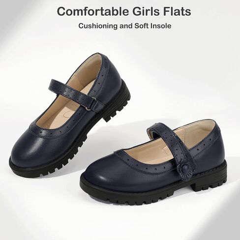 Hehainom Girls Mary Jane Dress Shoes School Uniform Shoes Flower Toddler Little Round Round Toe Flatt in Saudi Arabia