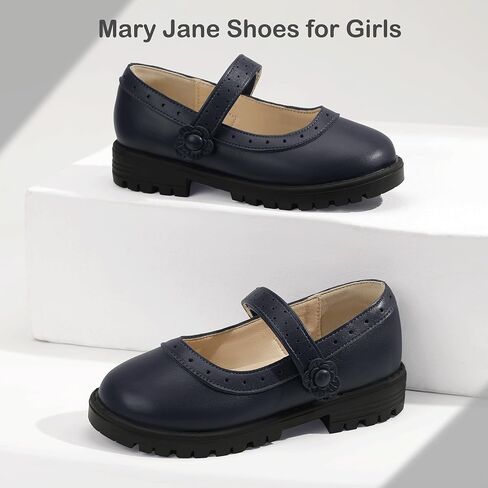 Hehainom Girls Mary Jane Dress Shoes School Uniform Shoes Flower Toddler Little Round Round Toe Flatt in Saudi Arabia