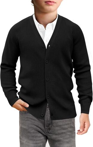 Haloumoning Boys Cardigan Sweater Kids Casual v Neck Button Down Usifor in Saudi Arabia