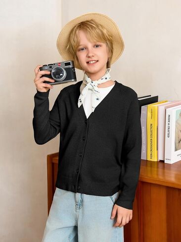 Haloumoning Boys Cardigan Sweater Kids Casual v Neck Button Down Usifor in Saudi Arabia