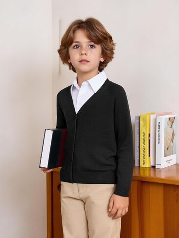 Haloumoning Boys Cardigan Sweater Kids Casual v Neck Button Down Usifor in Saudi Arabia