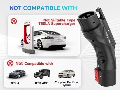 محول شحن تيسلا إلى J1772 - محول شاحن تيسلا يصل إلى 60 أمبير 250 فولت تيار متردد مع قفل أمان متوافق مع شواحن الوجهة الجدارية المنزلية من تيسلا/موصلات الهاتف المحمول، محول J1772 EV لجميع أجهزة J1772 EVs in Kuwait