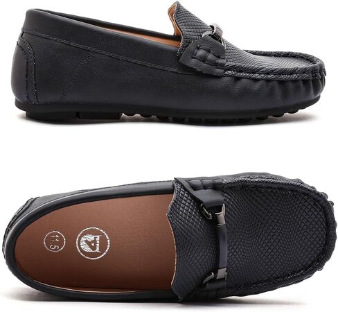 DADAWEN Boys Girls Soft Leather Loafer Casual Slip-On Moccasin Flats Dress Shoes Penny Boat Shoes School Wedding Church Loafers (Toddler/Little Kid/Big Kid) in Kuwait