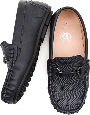 DADAWEN Boys Girls Soft Leather Loafer Casual Slip-On Moccasin Flats Dress Shoes Penny Boat Shoes School Wedding Church Loafers (Toddler/Little Kid/Big Kid) in Kuwait