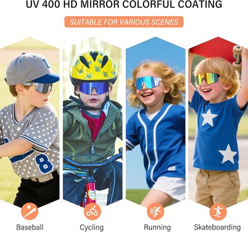 3pack Kids Sunglasses نظارات الشباب للبيسبول للأولاد الفتيات الذين تتراوح أعمارهم بين 6 و 14 عامًا. in Kuwait