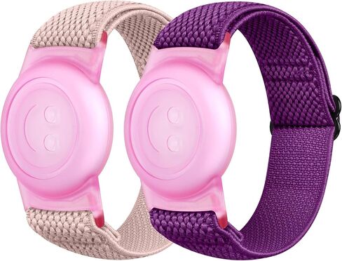 نطاقات نايلون مرنة لـ Apple Airtag for Kids ، 2 حزمة نايلون ساعات ساعة متوافقة مع Airtag ، معصم مضاد لمكافحة لشيخ الأطفال الصغار in Kuwait