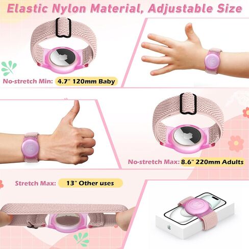 نطاقات نايلون مرنة لـ Apple Airtag for Kids ، 2 حزمة نايلون ساعات ساعة متوافقة مع Airtag ، معصم مضاد لمكافحة لشيخ الأطفال الصغار in Kuwait