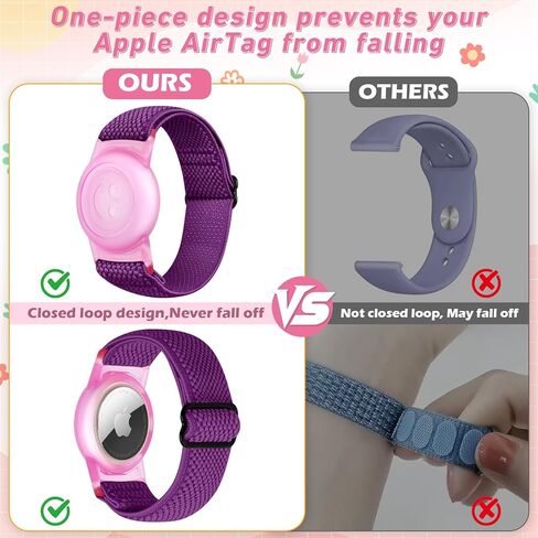 نطاقات نايلون مرنة لـ Apple Airtag for Kids ، 2 حزمة نايلون ساعات ساعة متوافقة مع Airtag ، معصم مضاد لمكافحة لشيخ الأطفال الصغار in Kuwait