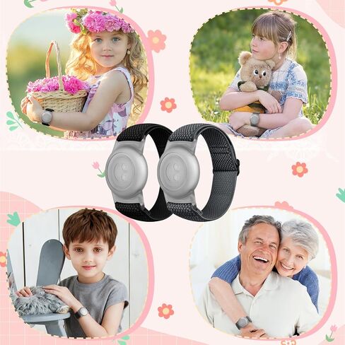 نطاقات نايلون مرنة لـ Apple Airtag for Kids ، 2 حزمة نايلون ساعات ساعة متوافقة مع Airtag ، معصم مضاد لمكافحة لشيخ الأطفال الصغار in Kuwait